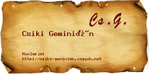 Csiki Geminián névjegykártya